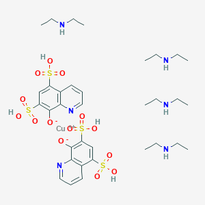 molecular formula C18H8CuN2O14S4.4C4H11N.4H<br>C34H56CuN6O14S4 B227717 Cuproxoline CAS No. 13007-93-7