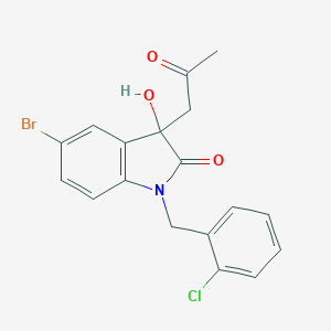 molecular formula C18H15BrClNO3 B227755 5-bromo-1-(2-chlorobenzyl)-3-hydroxy-3-(2-oxopropyl)-1,3-dihydro-2H-indol-2-one 