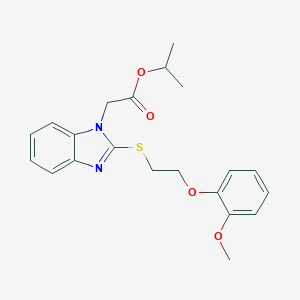 molecular formula C21H24N2O4S B227774 PROPAN-2-YL 2-(2-{[2-(2-METHOXYPHENOXY)ETHYL]SULFANYL}-1H-1,3-BENZODIAZOL-1-YL)ACETATE 