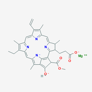 molecular formula C35H34MgN4O5 B227817 Magnesium;3-(16-ethenyl-11-ethyl-3-methoxycarbonyl-12,17,21,26-tetramethyl-4-oxido-23,24,25-triaza-7-azanidahexacyclo[18.2.1.15,8.110,13.115,18.02,6]hexacosa-1(23),2(6),4,8(26),9,11,13(25),14,16,18(24),19-undecaen-22-yl)propanoate;hydron CAS No. 14897-06-4