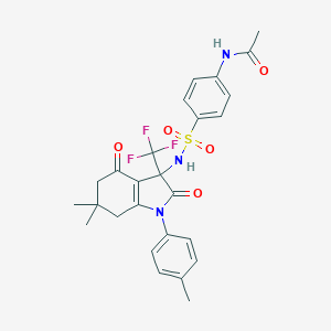molecular formula C26H26F3N3O5S B227905 N-[4-({[6,6-dimethyl-1-(4-methylphenyl)-2,4-dioxo-3-(trifluoromethyl)-2,3,4,5,6,7-hexahydro-1H-indol-3-yl]amino}sulfonyl)phenyl]acetamide 