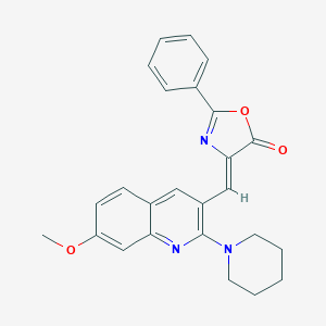4-{[7-methoxy-2-(1-piperidinyl)-3-quinolinyl]methylene}-2-phenyl-1,3-oxazol-5(4H)-one