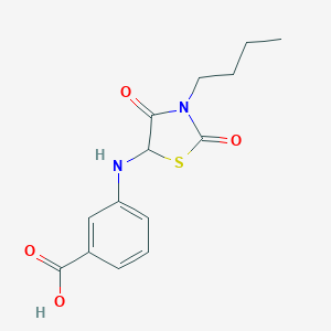 molecular formula C14H16N2O4S B227934 3-[(3-Butyl-2,4-dioxo-1,3-thiazolidin-5-yl)amino]benzoic acid 