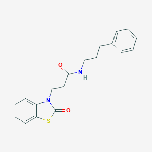 molecular formula C19H20N2O2S B228002 3-(2-oxo-1,3-benzothiazol-3(2H)-yl)-N-(3-phenylpropyl)propanamide 