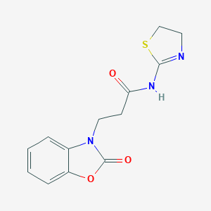 molecular formula C13H13N3O3S B228015 N-(4,5-dihydro-1,3-thiazol-2-yl)-3-(2-oxo-1,3-benzoxazol-3(2H)-yl)propanamide 