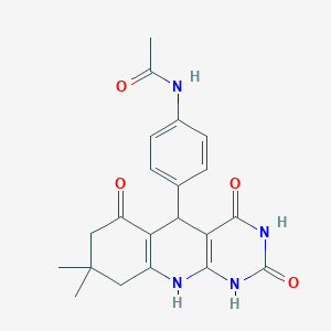 molecular formula C21H22N4O4 B228050 N-[4-(8,8-dimethyl-2,4,6-trioxo-1,2,3,4,5,6,7,8,9,10-decahydropyrimido[4,5-b]quinolin-5-yl)phenyl]acetamide 