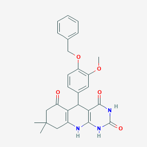 molecular formula C27H27N3O5 B228304 5-[4-(BENZYLOXY)-3-METHOXYPHENYL]-8,8-DIMETHYL-1H,2H,3H,4H,5H,6H,7H,8H,9H,10H-PYRIMIDO[4,5-B]QUINOLINE-2,4,6-TRIONE 