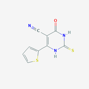 molecular formula C9H5N3OS2 B022843 2-Mercapto-6-oxo-4-(thiophen-2-yl)-1,6-dihydropyrimidine-5-carbonitrile CAS No. 109532-65-2