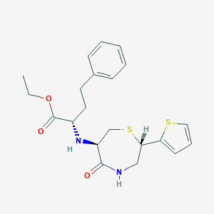 molecular formula C21H26N2O3S2 B022876 (2S,6R)-6-[[1(s)-ethoxycarbonyl-3-phenylpropyl]amino]-5-oxo-(2-thienyl)perhydro-1,4-thiazepine CAS No. 110143-57-2