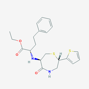 molecular formula C21H26N2O3S2 B022876 (S)-Ethyl 2-(((2S,6R)-5-oxo-2-(thiophen-2-yl)-1,4-thiazepan-6-yl)amino)-4-phenylbutanoate CAS No. 110143-57-2