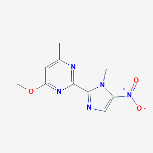 molecular formula C10H11N5O3 B022923 Pyrimidine, 4-methoxy-6-methyl-2-(1-methyl-5-nitro-2-imidazolyl)- CAS No. 103980-46-7