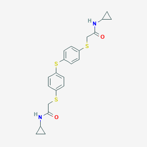 molecular formula C22H24N2O2S3 B229250 N-CYCLOPROPYL-2-({4-[(4-{[(CYCLOPROPYLCARBAMOYL)METHYL]SULFANYL}PHENYL)SULFANYL]PHENYL}SULFANYL)ACETAMIDE 