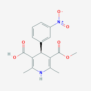 molecular formula C16H16N2O6 B022946 (4r)-5-(Methoxycarbonyl)-2,6-dimethyl-4-(3-nitrophenyl)-1,4-dihydropyridine-3-carboxylic acid CAS No. 76093-33-9