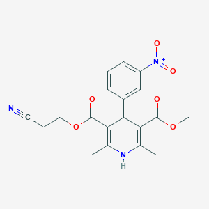 molecular formula C19H19N3O6 B022949 1,4-Dihydro-2,6-dimethyl-4-(3-nitrophenyl)-3,5-pyridinedicarboxylic acid 3-(2-cyanoethyl) 5-methyl ester CAS No. 75130-24-4