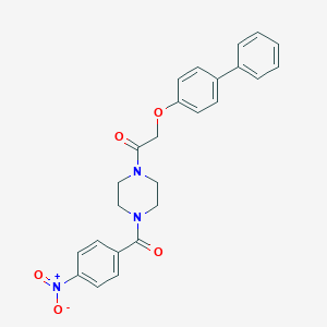 molecular formula C25H23N3O5 B229501 2-(biphenyl-4-yloxy)-1-{4-[(4-nitrophenyl)carbonyl]piperazin-1-yl}ethanone 