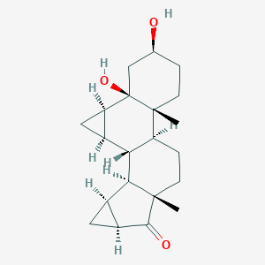 molecular formula C21H30O3 B022955 3b,5-Dihydroxy-6b,7b:15b,16b-dimethylene-5b-androstan-17-one CAS No. 82543-16-6