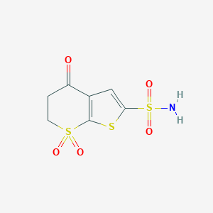 molecular formula C7H7NO5S3 B022993 5,6-Dihydro-4-oxo-4H-thieno[2,3-B]thiine-2-sulfonamide 7,7-dioxide CAS No. 105951-35-7