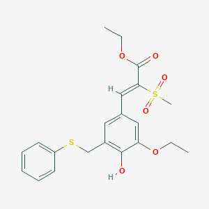 molecular formula C21H24O6S2 B023099 ethyl (Z)-3-[3-ethoxy-4-hydroxy-5-(phenylsulfanylmethyl)phenyl]-2-methylsulfonylprop-2-enoate CAS No. 107788-10-3