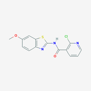 molecular formula C14H10ClN3O2S B231150 2-chloro-N-(6-methoxy-1,3-benzothiazol-2-yl)nicotinamide 