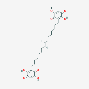 molecular formula C30H44O2S2Sn B231437 2,5-dihydroxy-3-[(E)-16-(2-hydroxy-5-methoxy-3,6-dioxocyclohexa-1,4-dien-1-yl)hexadec-8-enyl]-6-methylcyclohexa-2,5-diene-1,4-dione CAS No. 18761-04-1