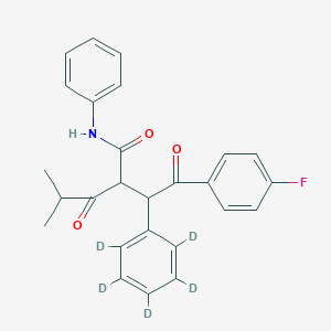 molecular formula C26H24FNO3 B023175 2-[2-(4-Fluorophenyl)-2-oxo-1-(2,3,4,5,6-pentadeuteriophenyl)ethyl]-4-methyl-3-oxo-N-phenylpentanamide CAS No. 222412-75-1