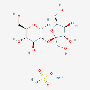 molecular formula C12H23NaO15S B232063 sodium;(3R,4S,5S,6R)-3-[(2R,3S,4S,5R)-3,4-dihydroxy-2,5-bis(hydroxymethyl)oxolan-2-yl]oxy-6-(hydroxymethyl)oxane-2,4,5-triol;hydrogen sulfate CAS No. 17010-02-5