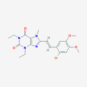 molecular formula C20H23BrN4O4 B232823 (E)-8-(2-Bromo-4,5-dimethoxystyryl)-1,3-diethyl-7-methylxanthine CAS No. 155271-53-7