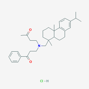 molecular formula C33H46ClNO2 B232842 4-[(1,4a-dimethyl-7-propan-2-yl-2,3,4,9,10,10a-hexahydrophenanthren-1-yl)methyl-(3-oxo-3-phenylpropyl)amino]butan-2-one;hydrochloride CAS No. 143106-84-7