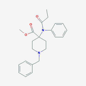 molecular formula C23H28N2O3 B023302 Methyl 1-benzyl-4-((propionyl)phenylamino)piperidine-4-carboxylate CAS No. 61085-72-1