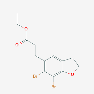 molecular formula C13H14Br2O3 B023308 Ethyl 3-(6,7-dibromo-2,3-dihydro-1-benzofuran-5-YL)propanoate CAS No. 196597-75-8