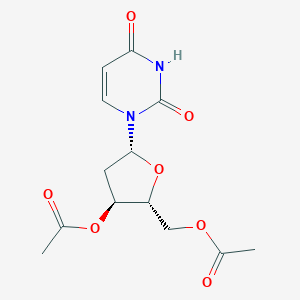 molecular formula C13H16N2O7 B023379 ((2R,3S,5R)-3-Acetoxy-5-(2,4-dioxo-3,4-dihydropyrimidin-1(2H)-yl)tetrahydrofuran-2-yl)methyl acetate CAS No. 13030-62-1