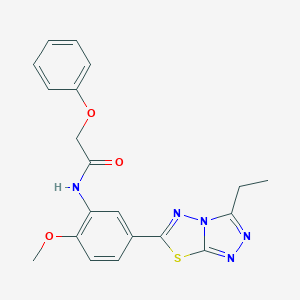 molecular formula C20H19N5O3S B234112 N-[5-(3-ethyl[1,2,4]triazolo[3,4-b][1,3,4]thiadiazol-6-yl)-2-methoxyphenyl]-2-phenoxyacetamide 