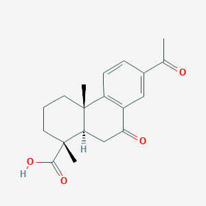 molecular formula C19H22O4 B023483 (1R,4As,10aR)-7-acetyl-1,4a-dimethyl-9-oxo-3,4,10,10a-tetrahydro-2H-phenanthrene-1-carboxylic acid CAS No. 120591-53-9