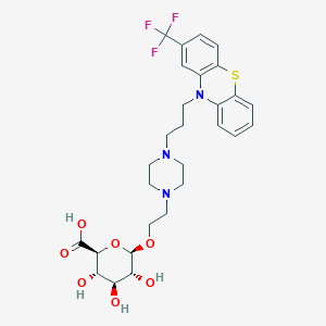 molecular formula C₂₈H₃₄F₃N₃O₇S B023484 (2S,3S,4S,5R,6R)-3,4,5-trihydroxy-6-[2-[4-[3-[2-(trifluoromethyl)phenothiazin-10-yl]propyl]piperazin-1-yl]ethoxy]oxane-2-carboxylic acid CAS No. 133310-09-5