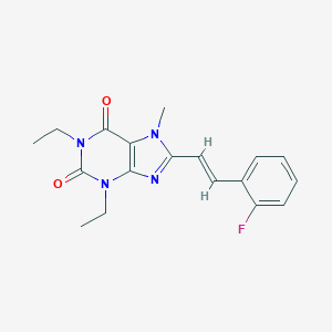 molecular formula C18H19FN4O2 B234979 1,3-diethyl-8-[(E)-2-(2-fluorophenyl)ethenyl]-7-methylpurine-2,6-dione CAS No. 155271-91-3