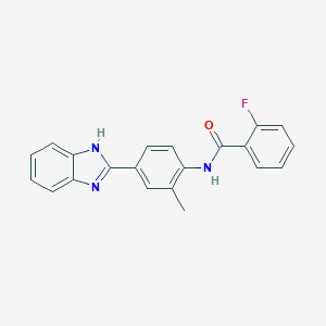 molecular formula C21H16FN3O B235160 N-[4-(1H-benzimidazol-2-yl)-2-methylphenyl]-2-fluorobenzamide 