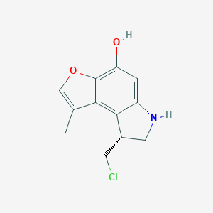 molecular formula C16H19ClN4O4.ClH B235165 1,2-Dihydro-1-(chloromethyl)-5-hydroxy-8-methyl-3H-furano(3,2-e)indole CAS No. 158999-13-4
