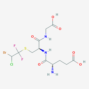 molecular formula C12H17BrClF2N3O6S B235234 (4S)-4-amino-5-[[(2R)-3-(2-bromo-2-chloro-1,1-difluoroethyl)sulfanyl-1-(carboxymethylamino)-1-oxopropan-2-yl]amino]-5-oxopentanoic acid CAS No. 142628-07-7