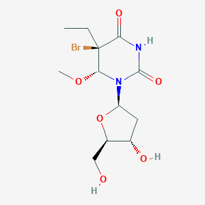 molecular formula C12H19BrN2O6 B235254 (5R,6R)-5-bromo-5-ethyl-1-[(2R,4S,5R)-4-hydroxy-5-(hydroxymethyl)oxolan-2-yl]-6-methoxy-1,3-diazinane-2,4-dione CAS No. 155892-40-3