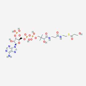 B235275 S-[2-[3-[[4-[[[(2R,3S,4R,5R)-5-(6-aminopurin-9-yl)-4-hydroxy-3-phosphonooxyoxolan-2-yl]methoxy-hydroxyphosphoryl]oxy-hydroxyphosphoryl]oxy-2-hydroxy-3,3-dimethylbutanoyl]amino]propanoylamino]ethyl] 3-hydroxypropanethioate CAS No. 157786-88-4