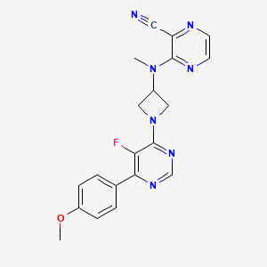 molecular formula C20H18FN7O B2353737 3-[[1-[5-Fluoro-6-(4-methoxyphenyl)pyrimidin-4-yl]azetidin-3-yl]-methylamino]pyrazine-2-carbonitrile CAS No. 2380188-10-1