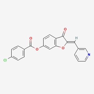 molecular formula C21H12ClNO4 B2353743 (2Z)-3-氧代-2-(吡啶-3-基亚甲基)-2,3-二氢-1-苯并呋喃-6-基 4-氯苯甲酸酯 CAS No. 622365-57-5