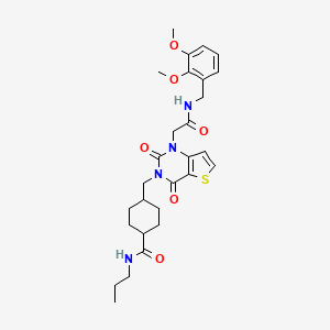 4-{[1-{2-[(2,3-dimethoxybenzyl)amino]-2-oxoethyl}-2,4-dioxo-1,4-dihydrothieno[3,2-d]pyrimidin-3(2H)-yl]methyl}-N-propylcyclohexanecarboxamide