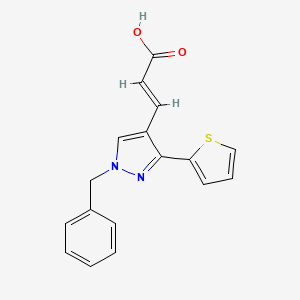 molecular formula C17H14N2O2S B2353759 3-[1-benzyl-3-(thiophen-2-yl)-1H-pyrazol-4-yl]prop-2-enoic acid CAS No. 956505-56-9