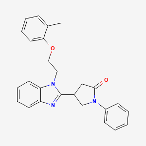 molecular formula C26H25N3O2 B2353815 4-{1-[2-(2-methylphenoxy)ethyl]-1H-1,3-benzodiazol-2-yl}-1-phenylpyrrolidin-2-one CAS No. 694488-88-5