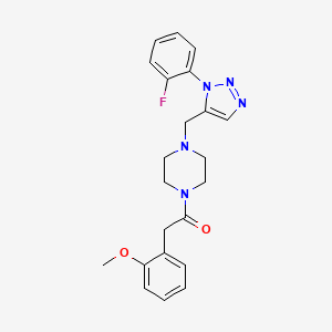 molecular formula C22H24FN5O2 B2353837 1-{[1-(2-fluorophenyl)-1H-1,2,3-triazol-5-yl]methyl}-4-[(2-methoxyphenyl)acetyl]piperazine CAS No. 1421443-28-8