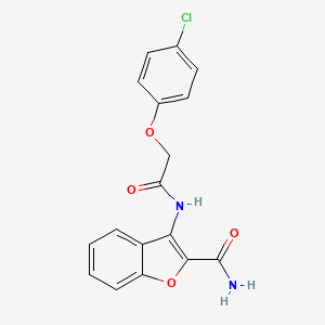 molecular formula C17H13ClN2O4 B2353934 3-(2-(4-Chlorophenoxy)acetamido)benzofuran-2-carboxamide CAS No. 477294-63-6