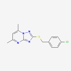 molecular formula C14H13ClN4S B2353962 4-Chlorobenzyl 5,7-dimethyl[1,2,4]triazolo[1,5-a]pyrimidin-2-yl sulfide CAS No. 51646-16-3