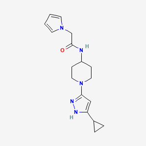 molecular formula C17H23N5O B2353977 N-(1-(5-cyclopropyl-1H-pyrazol-3-yl)piperidin-4-yl)-2-(1H-pyrrol-1-yl)acetamide CAS No. 2034206-27-2