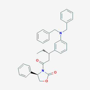 molecular formula C34H34N2O3 B023540 [R-(R*,S*)]-3-[3-[3-[Bis(phenylmethyl)amino]phenyl]-1-oxopentyl]-4-phenyl-2-oxazolidinone CAS No. 174590-40-0